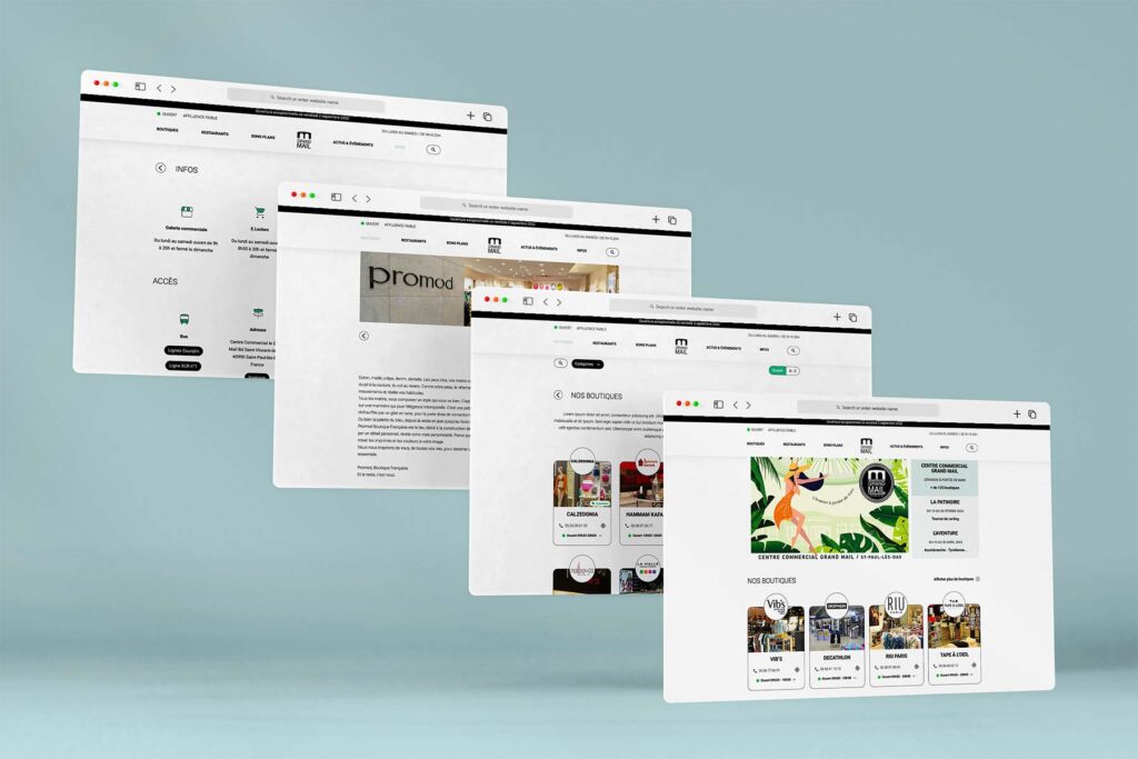 fenêtres web interface design web design site internet centre commercial