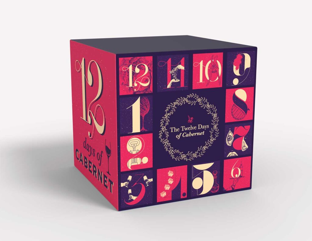 design packaging carton de vin rouge 12 days of cabernet