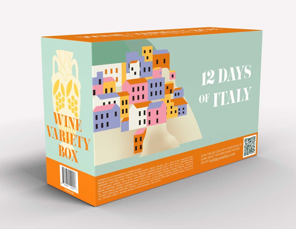 design packaging carton vin coloré estivale Italie